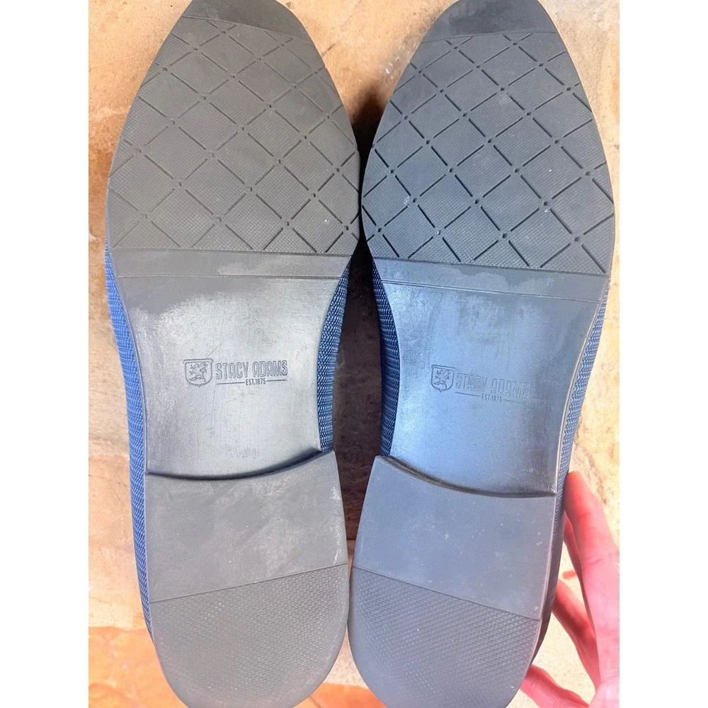 Stacy Adams Tazewell Plain Toe Tassel Loafers Blue Textile Men's 15M